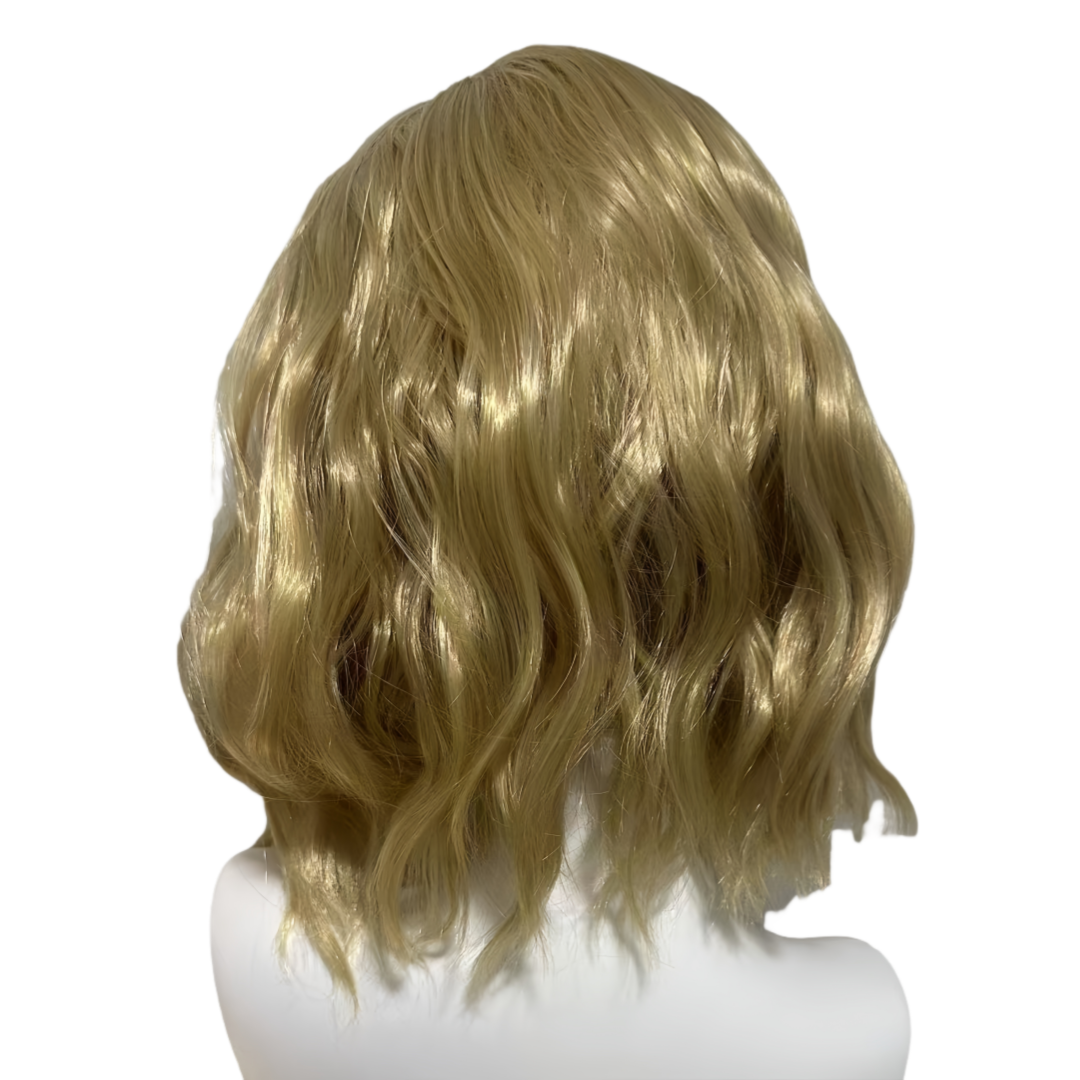 Women Shoulder Length Synthetic Hair with Middle Part Short Blonde Wavy Bob Wig # 1291