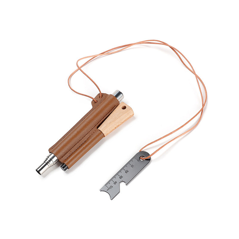 Camp Multifunctional Retractable Stainless 5 Section Blowpipe Flint Stick Set