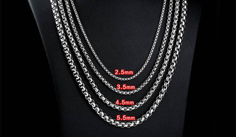 Basic Punk Stainless Steel Single Link Square Rolo Chain Necklace for Men Women