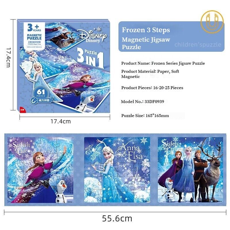 3 In 1 Children Puzzle Ice Elsa Princess Toddler Magnetic Game Elsa Girl Toys