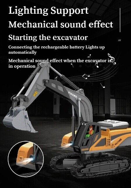 8CH Alloy Remote Control Excavator Dump Truck Boys Engineering Car Toy Xmas Gift