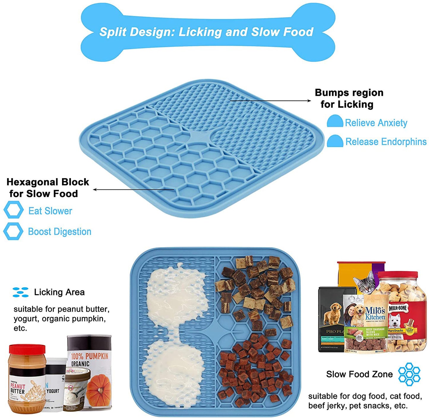 Silica Gel Pet Feeding Mat Slow Food Pads Dog Cat Licking Pad Dispenser Plate