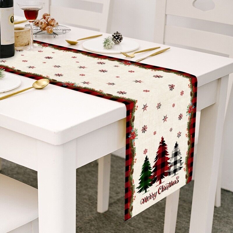 Christmas Tables Runner Tablecloth Home Dinning Table Flag Xmas Decor Cotton Lin