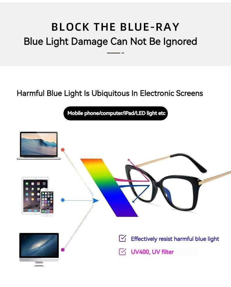 Women's UV400 Polarised Antiblue Light Magnetic Glasses Clips Sunglasses Set