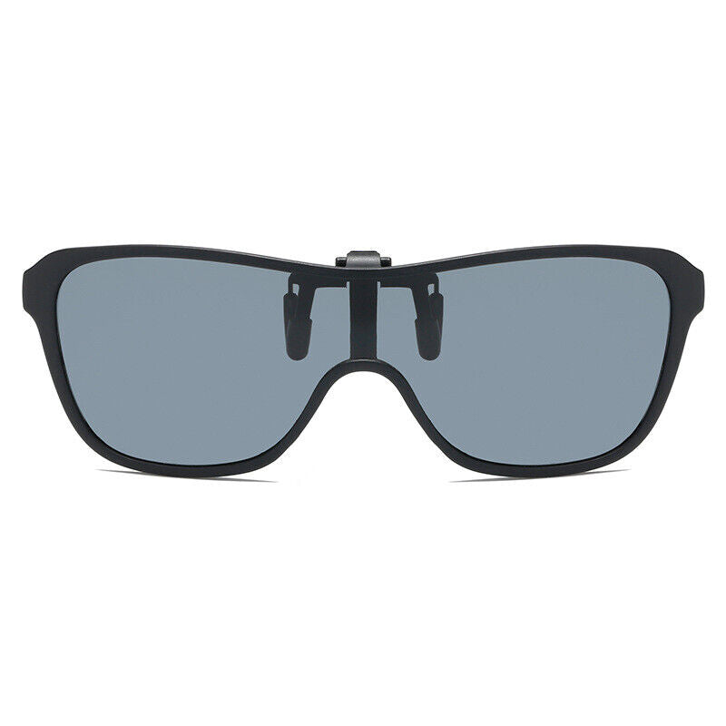 Unisex Fashion Flip Up Large Frame Sunglasses Clip On Polarized Multicolor Lens