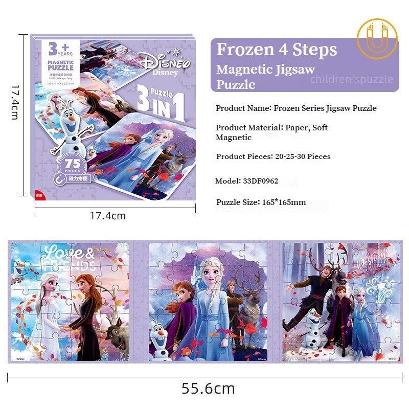 3 In 1 Children Puzzle Ice Elsa Princess Toddler Magnetic Game Elsa Girl Toys