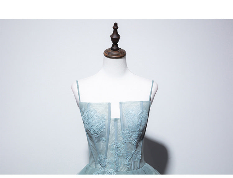 Women Formal Spaghetti Strap Wedding Dress Cold Shoulder Evening Dress