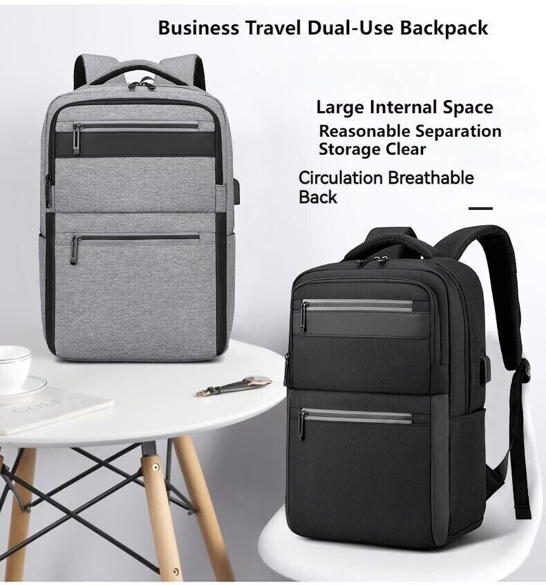 Unisex Waterproof Double Shoulder Backpack USB Sports Travel Bag Laptop Bag