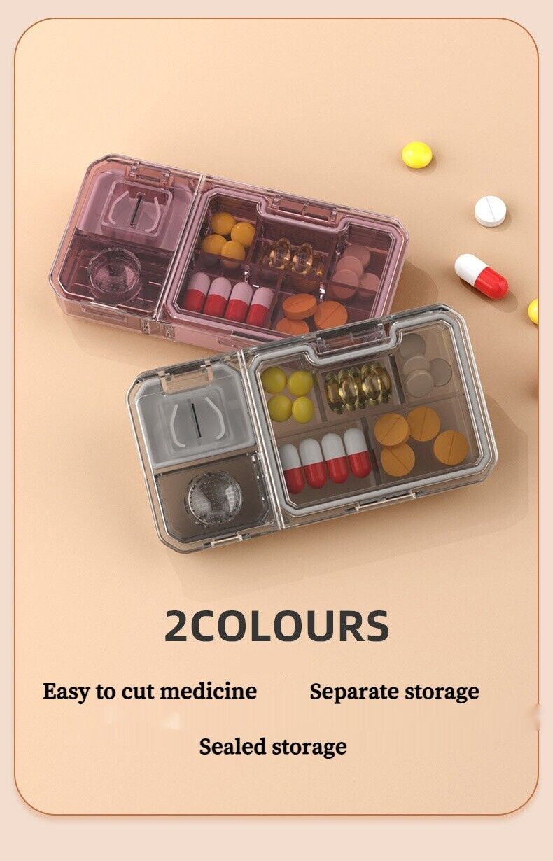 Portable Mini 3 In 1 Multifunctional Medicine Cutting Grinder Pill Dispenser Box