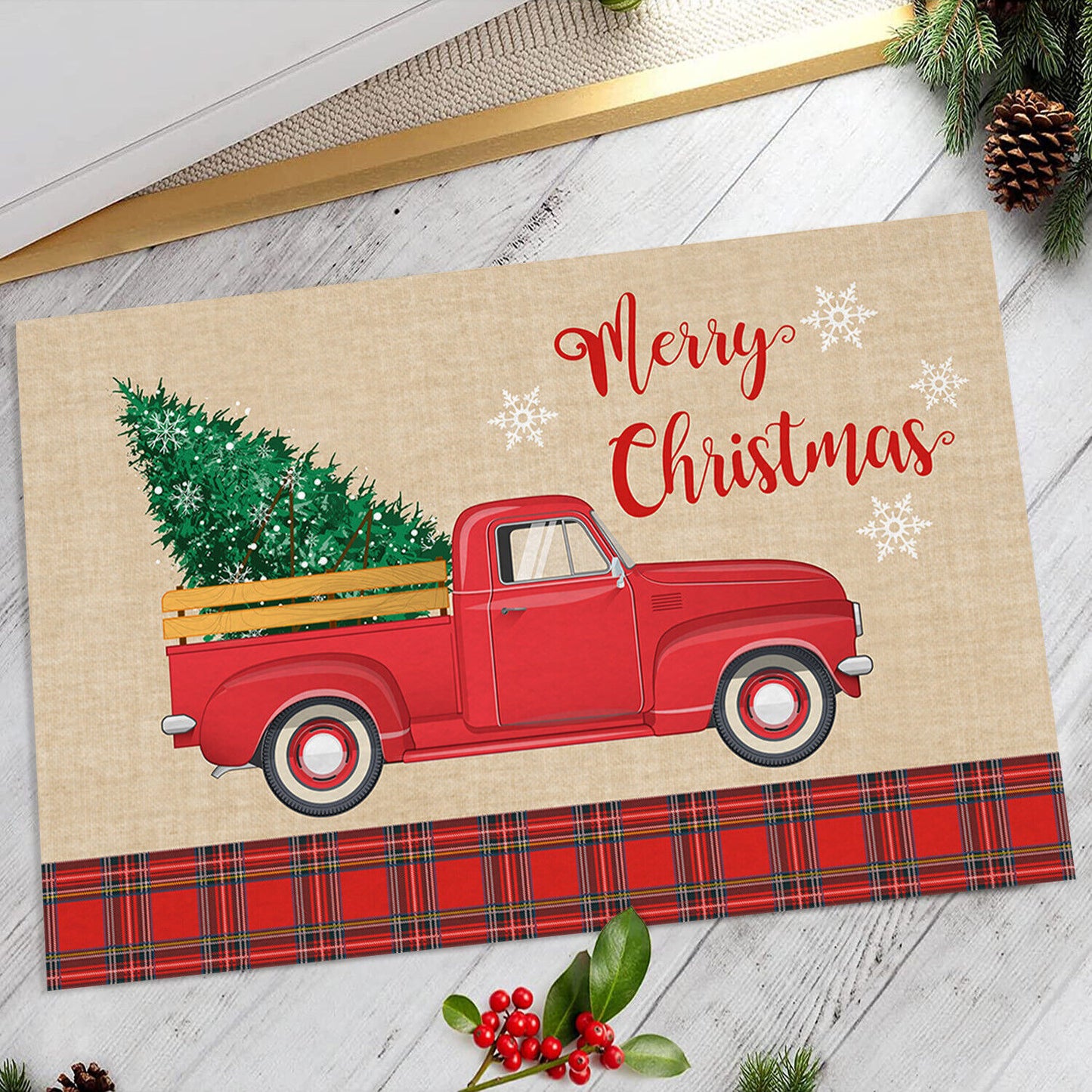 Absorbent Washable Floor Mat Non-Slip Xmas Theme Home Decor Soft Bath Floor Mat