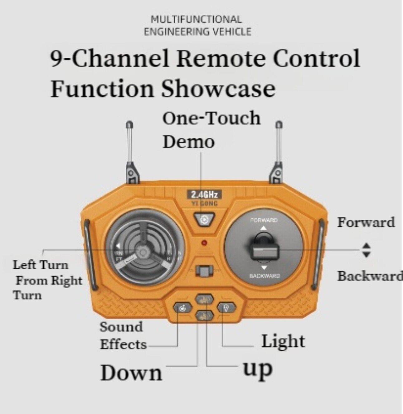 Alloy 9CH Remote Control Tipper Lifting Lowering Boys Engineering Car Toys