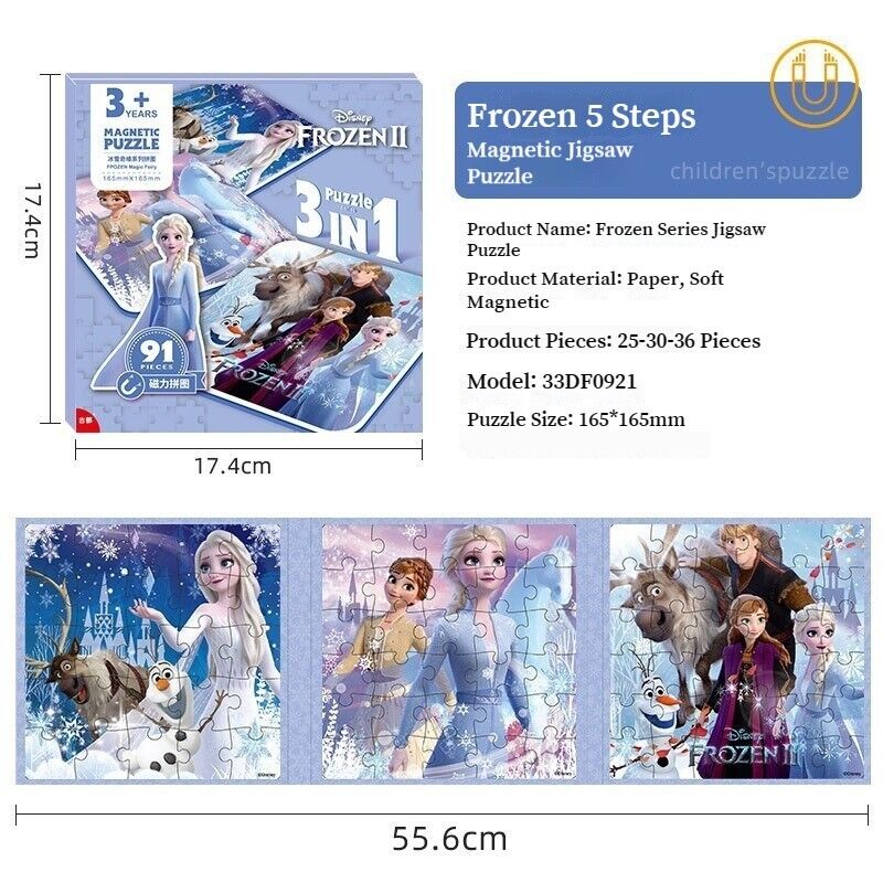3 In 1 Children Puzzle Ice Elsa Princess Toddler Magnetic Game Elsa Girl Toys