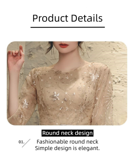 Women Champagne Formal Wedding Evening Cocktail Prom Bridesmaid Ball Gown Dress