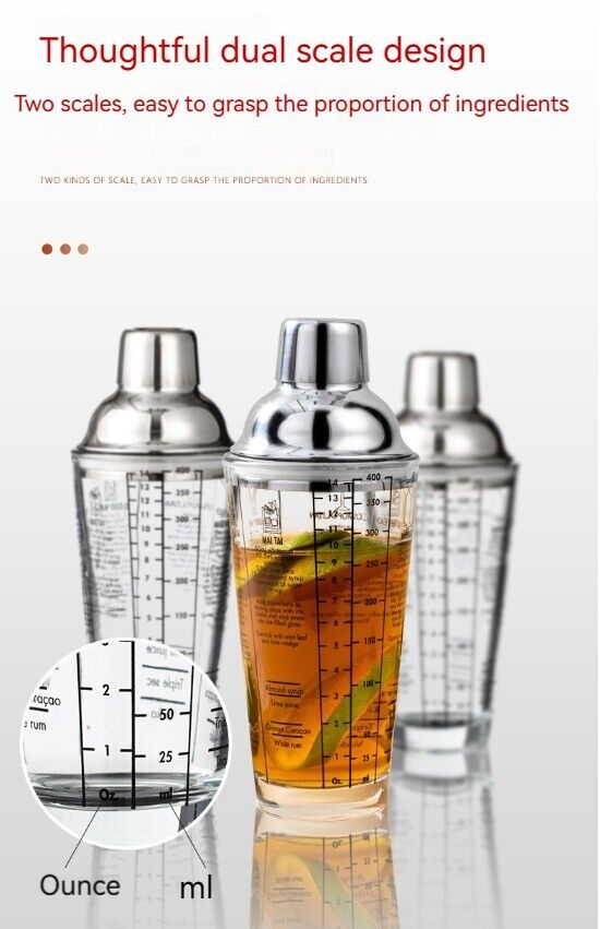Cocktail Glass Shaker Cup Milk Tea Beer Lemon Hand Mixer Cup Coke Pot 400ML