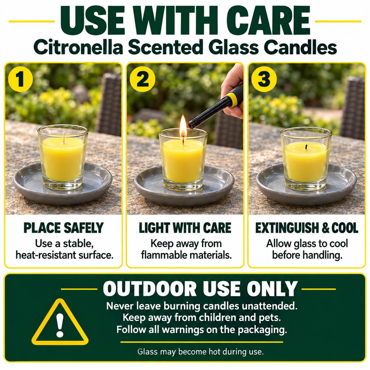 5/10 Pack Citronella Scented Glass Candles 45g Outdoor Patio Garden 11hr Burn Time