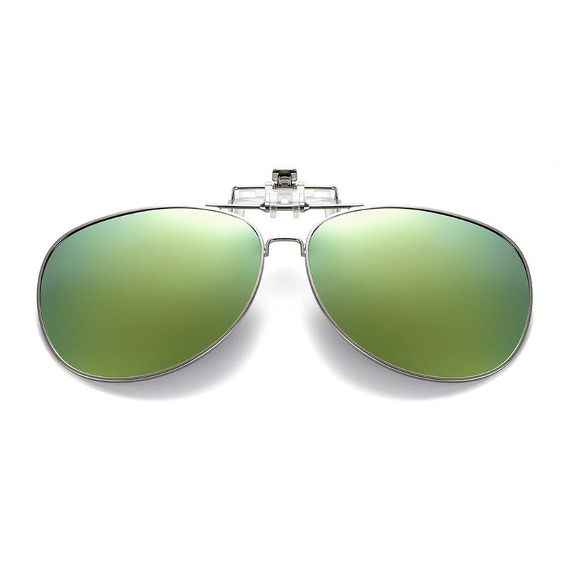 Unisex Polarized Flip-up Toad Style Metal Frame Sunglasses Clip-on Night Vision