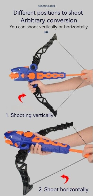 Children's Shark Bow Arrow Game Manual Rapid-Fire Soft Dart Shooting Toy Set