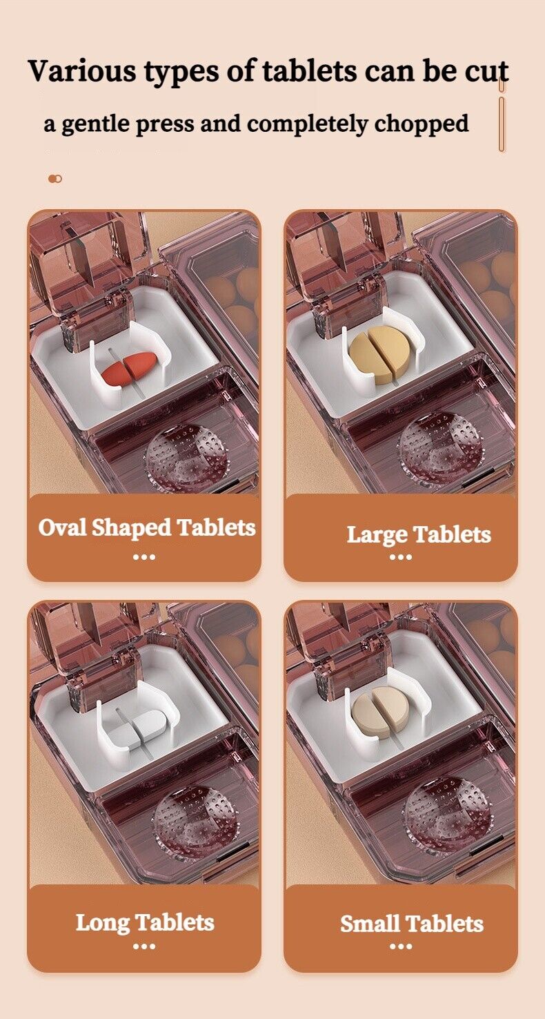 Portable Mini 3 In 1 Multifunctional Medicine Cutting Grinder Pill Dispenser Box