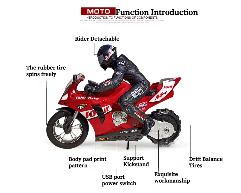 RC Self-Balancing Motorcycle Stunt Stand Remote Control Drift Motorbike Boy Gift