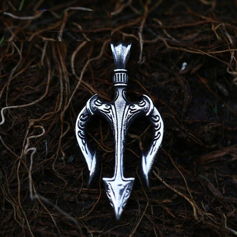 Cool Retro Punk Vintage Wolf Totem Valknut Pendant Biker Titanium Steel Necklace