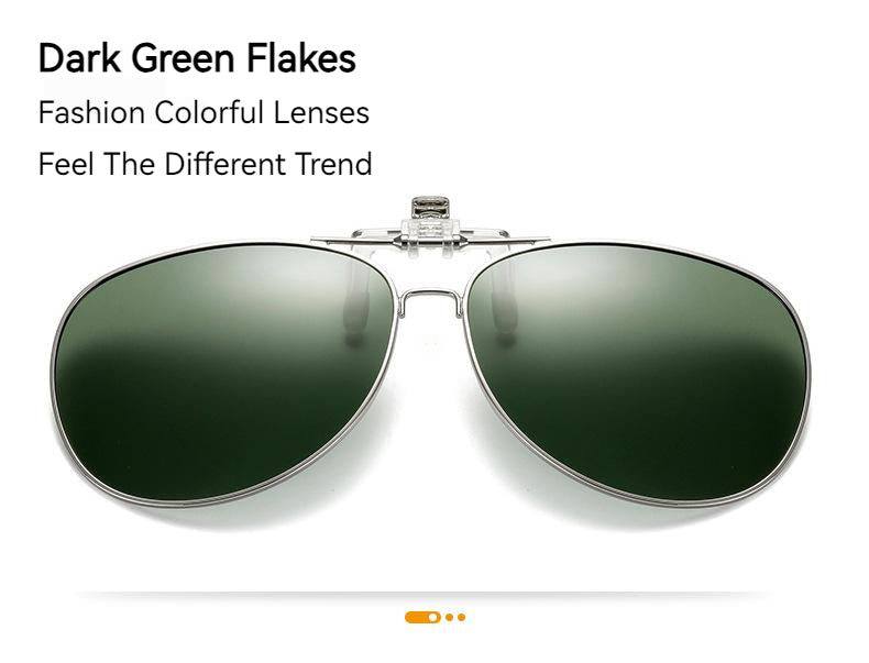 Unisex Polarized Flip-up Toad Style Metal Frame Sunglasses Clip-on Night Vision