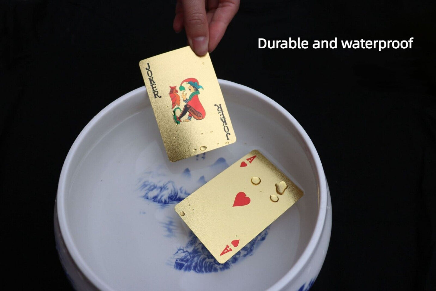 Waterproof PVC Poker Playing Cards Set Games Deck Pokers Gold Plated Magic Tool