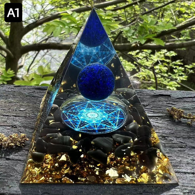 Crystal Stone Ornaments Pyramid Energy Healing Large Chakra Orgonite Decor Gifts