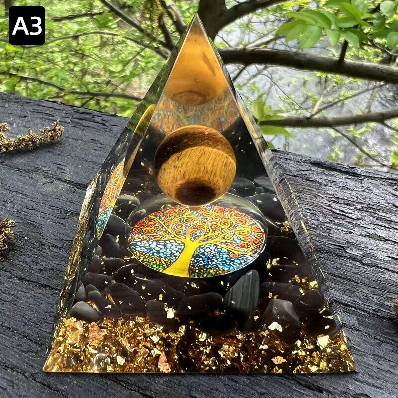 Crystal Stone Ornaments Pyramid Energy Healing Large Chakra Orgonite Decor Gifts