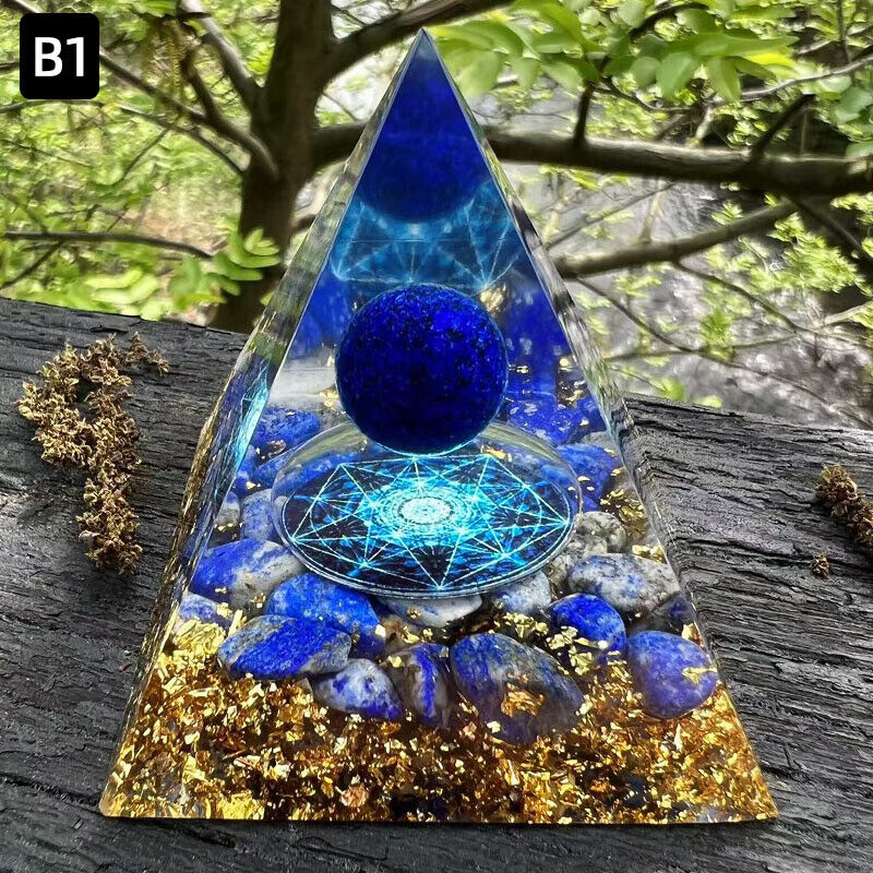Crystal Stone Ornaments Pyramid Energy Healing Large Chakra Orgonite Decor Gifts