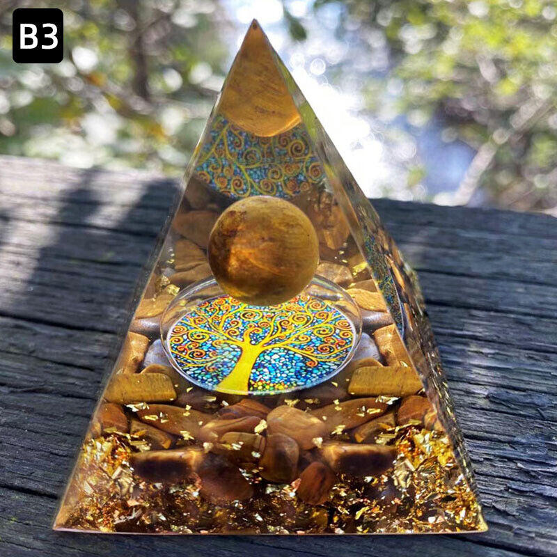 Crystal Stone Ornaments Pyramid Energy Healing Large Chakra Orgonite Decor Gifts