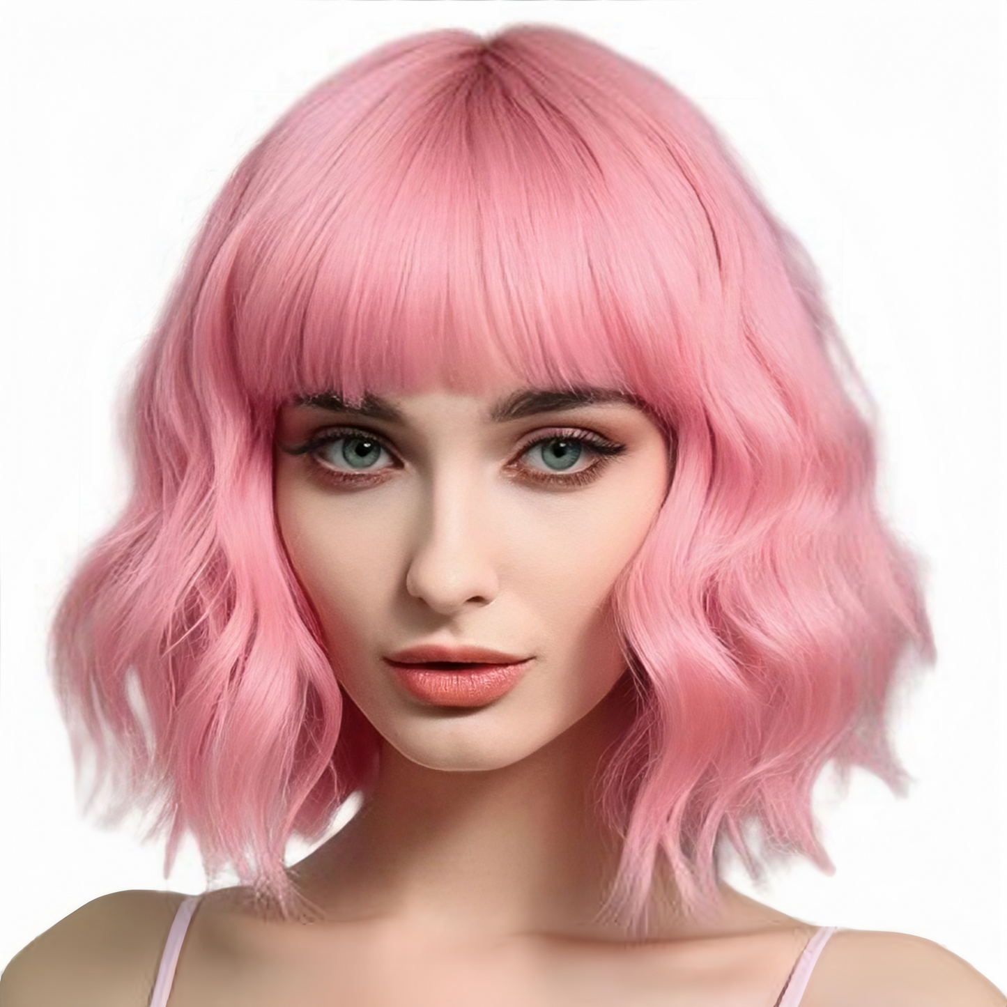 Trendy Lightweight & Breathable Framing Bangs Synthetic Hair Short Wavy Bob Wigs # 1715