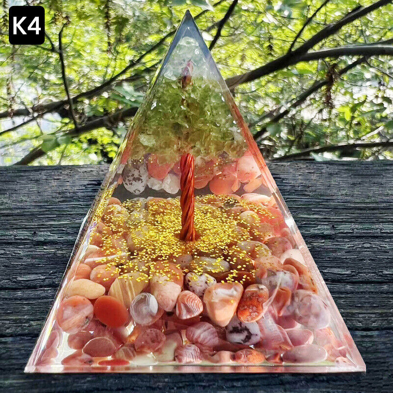Crystal Stone Ornaments Pyramid Energy Healing Large Chakra Orgonite Decor Gifts