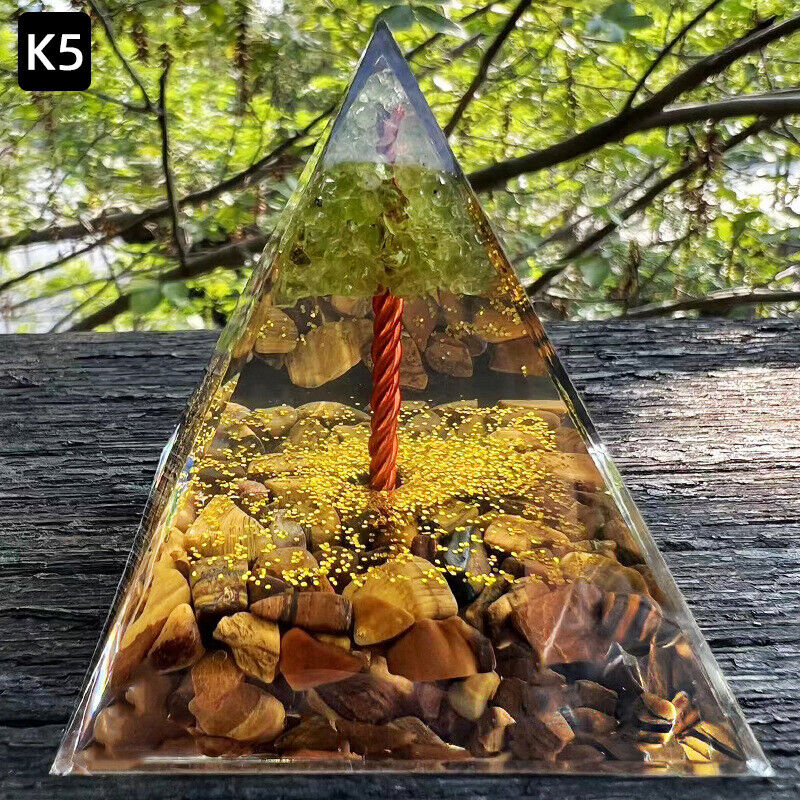 Crystal Stone Ornaments Pyramid Energy Healing Large Chakra Orgonite Decor Gifts