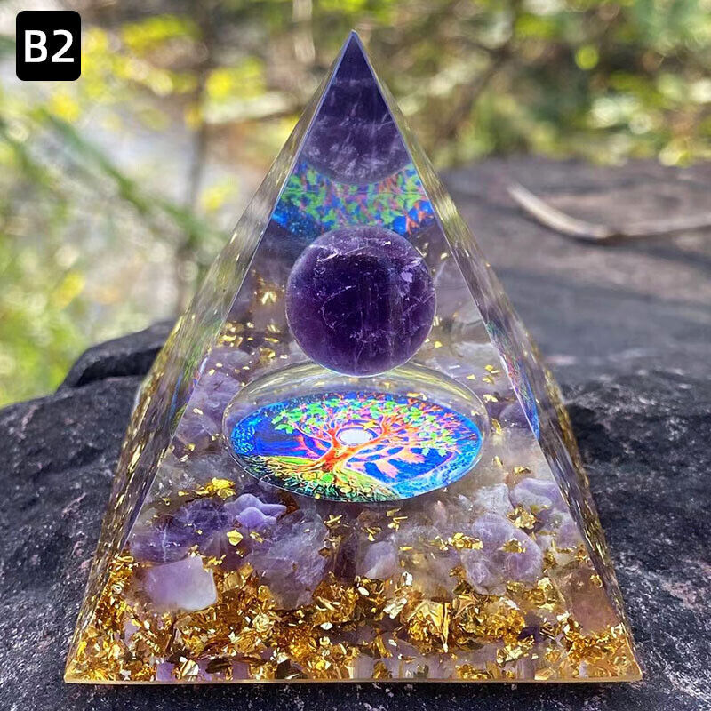 Crystal Stone Ornaments Pyramid Energy Healing Large Chakra Orgonite Decor Gifts
