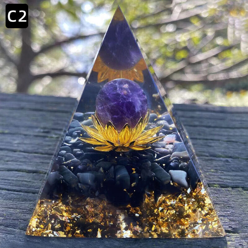 Crystal Stone Ornaments Pyramid Energy Healing Large Chakra Orgonite Decor Gifts