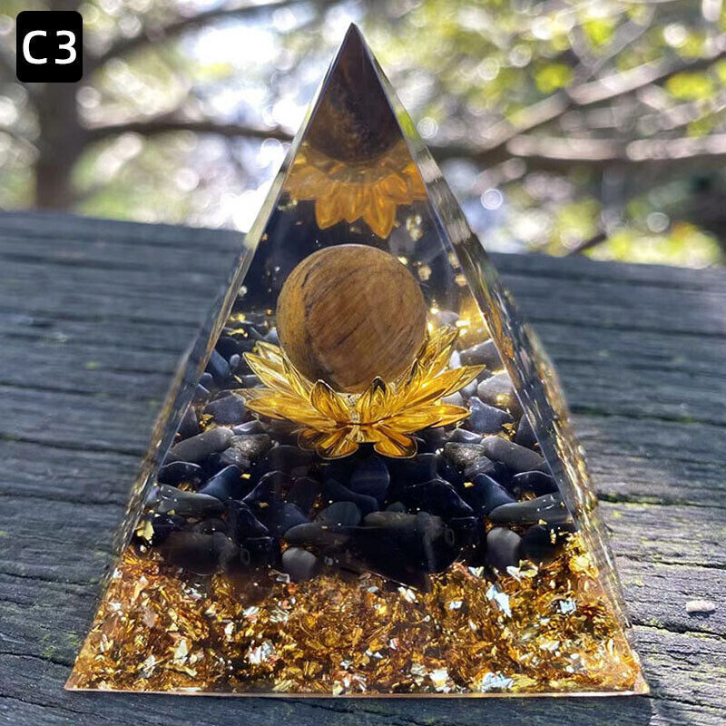 Crystal Stone Ornaments Pyramid Energy Healing Large Chakra Orgonite Decor Gifts