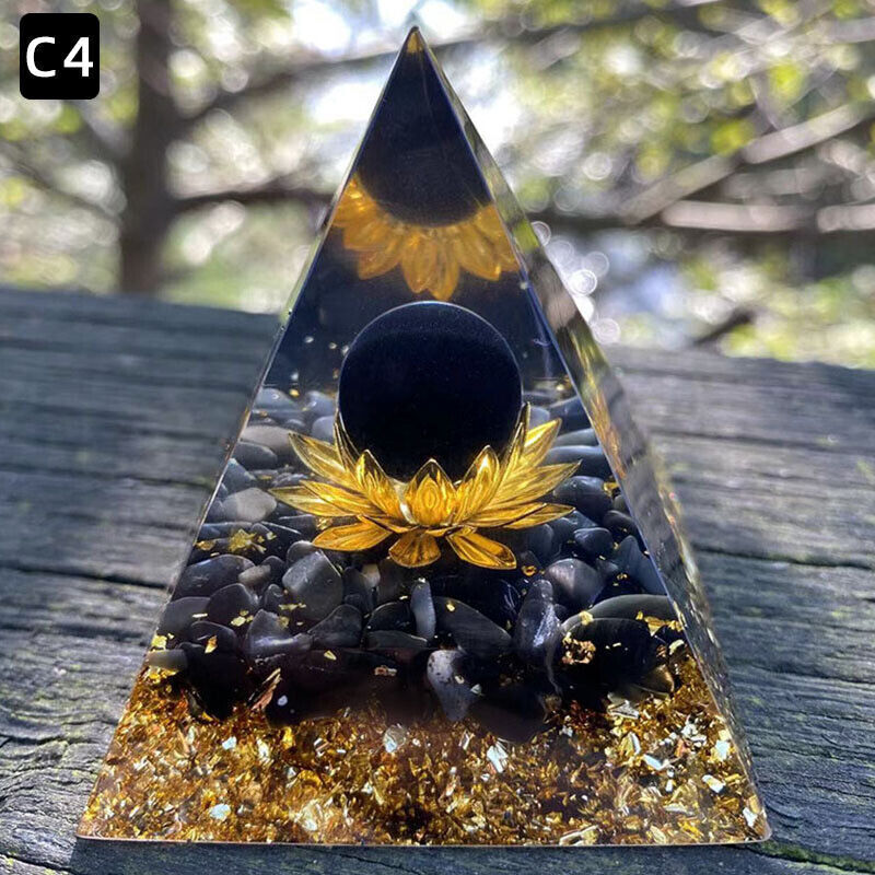 Crystal Stone Ornaments Pyramid Energy Healing Large Chakra Orgonite Decor Gifts