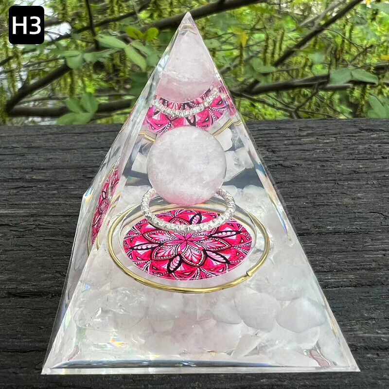 Crystal Stone Ornaments Pyramid Energy Healing Large Chakra Orgonite Decor Gifts