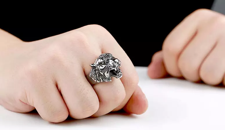 Men Tiger Head Symbol of Courage Leadership Wealth Strength Animal Engraved Ring # R31