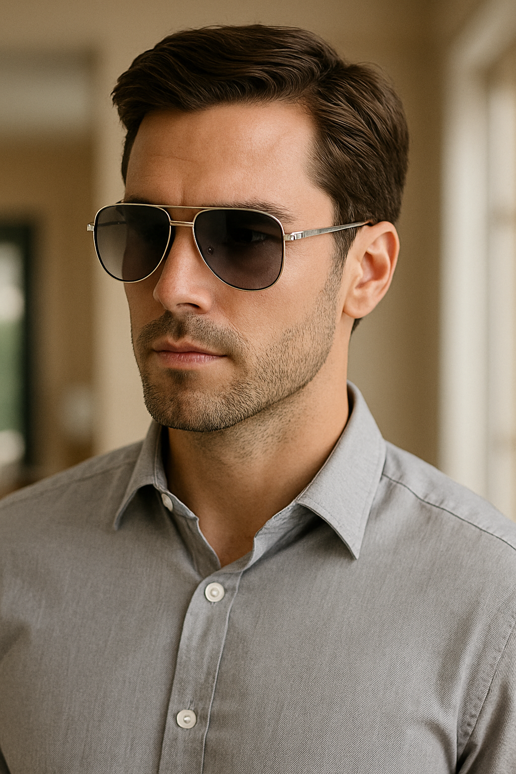 Men Polarized Aviator Sunglasses Lightweight UV400 Anti Glare Double Beam Design # JS8509