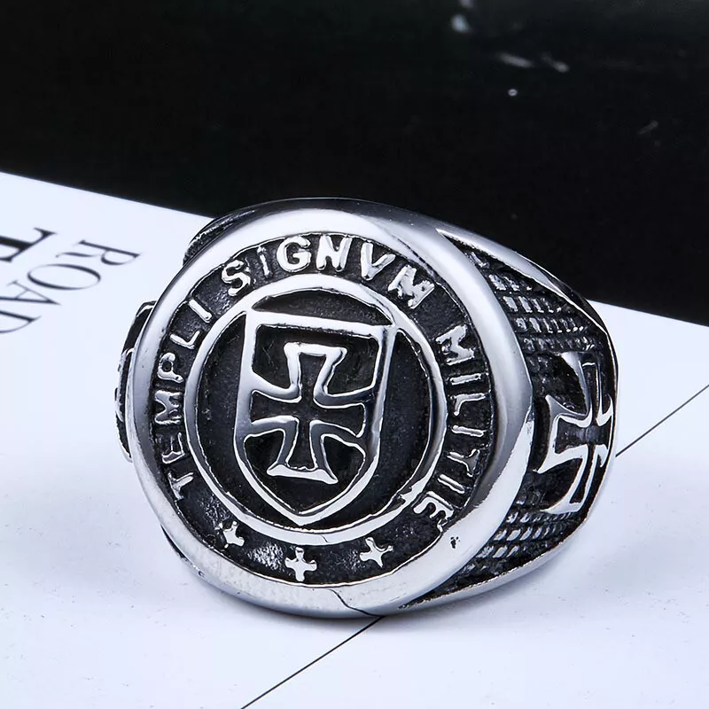 Men Domineering Design Vintage Medieval Holy Knight Templar Cross Blessing Rings # R271