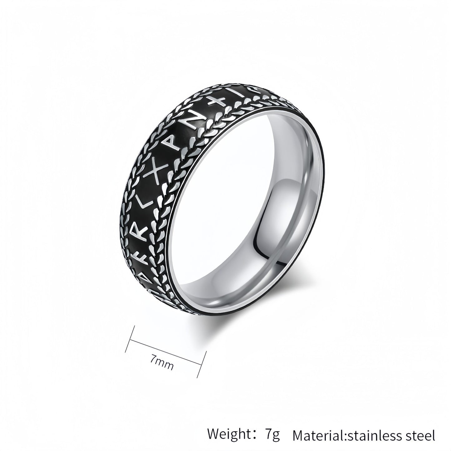 Men Norse Viking Rune Ring Engraved Protective Amulet Ancient Power Nordic Band R353