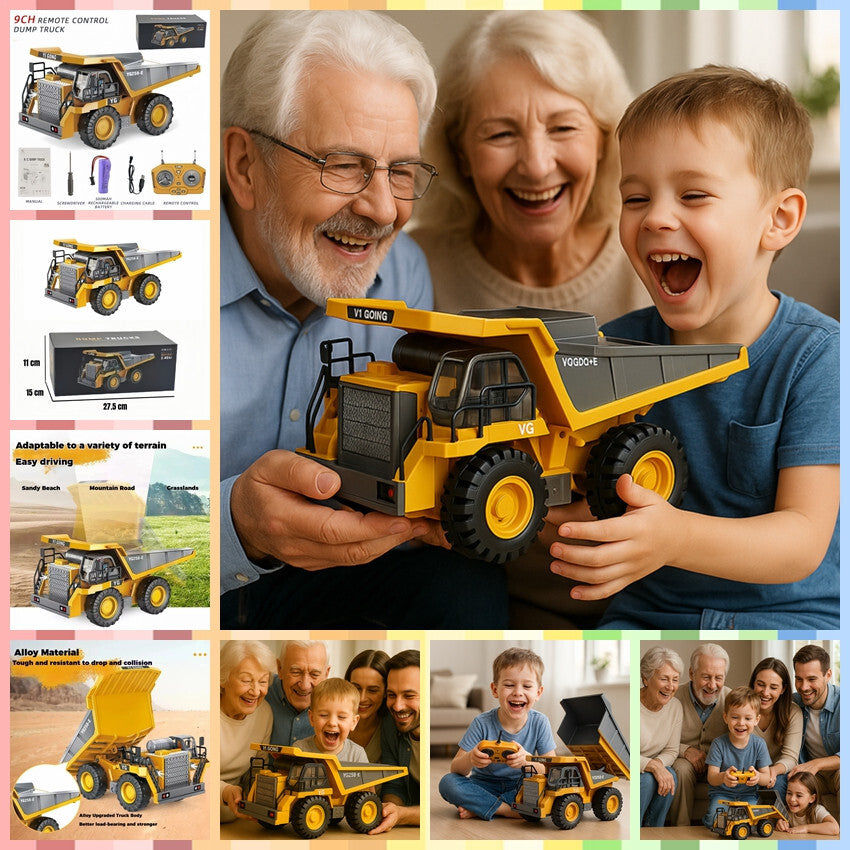 Remote Control Multi-Terrain Dump Truck Tipper Loader Bulldozer RC Toy Boys Gift