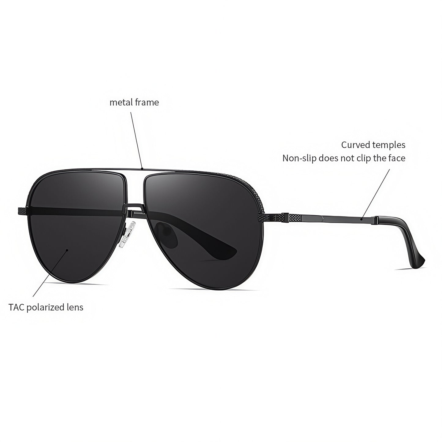 Men Flexible Temples Polarized Aviator Double Beam Anti-Glare Driving Sunglasses # JS8540