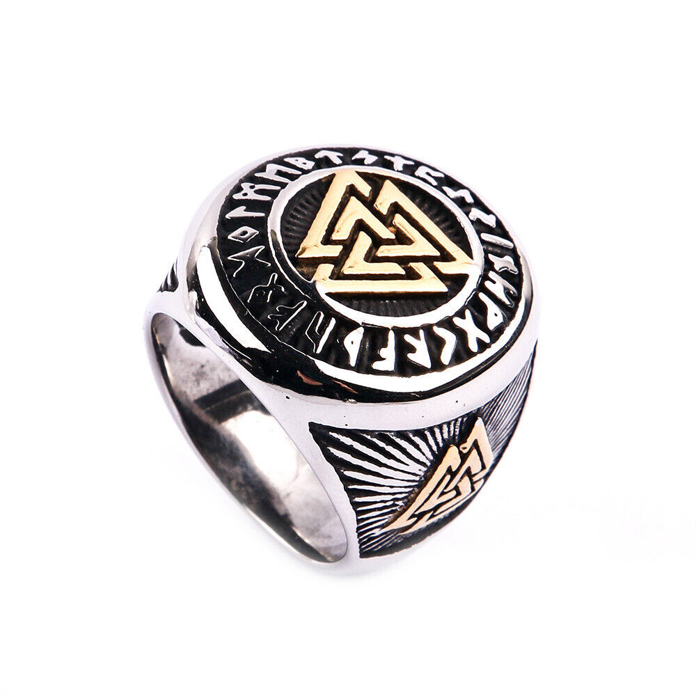 Men's Viking Valknut Ring Norse Runes Bravery Eternal Life Warrior's Spirit Band R273