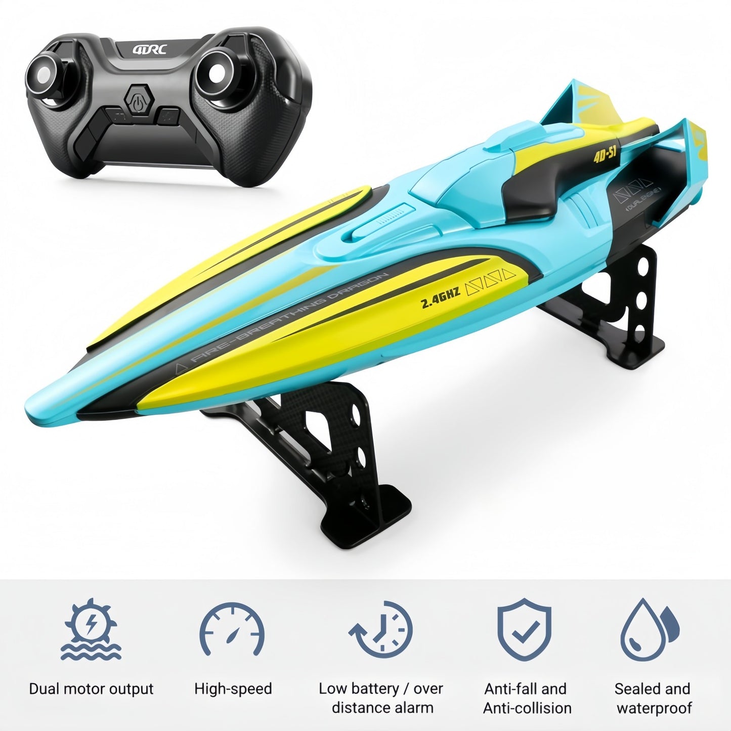 2.4GHz Waterproof S1 Long Range Wireless Remote Control High Speed Boat Toy Gift