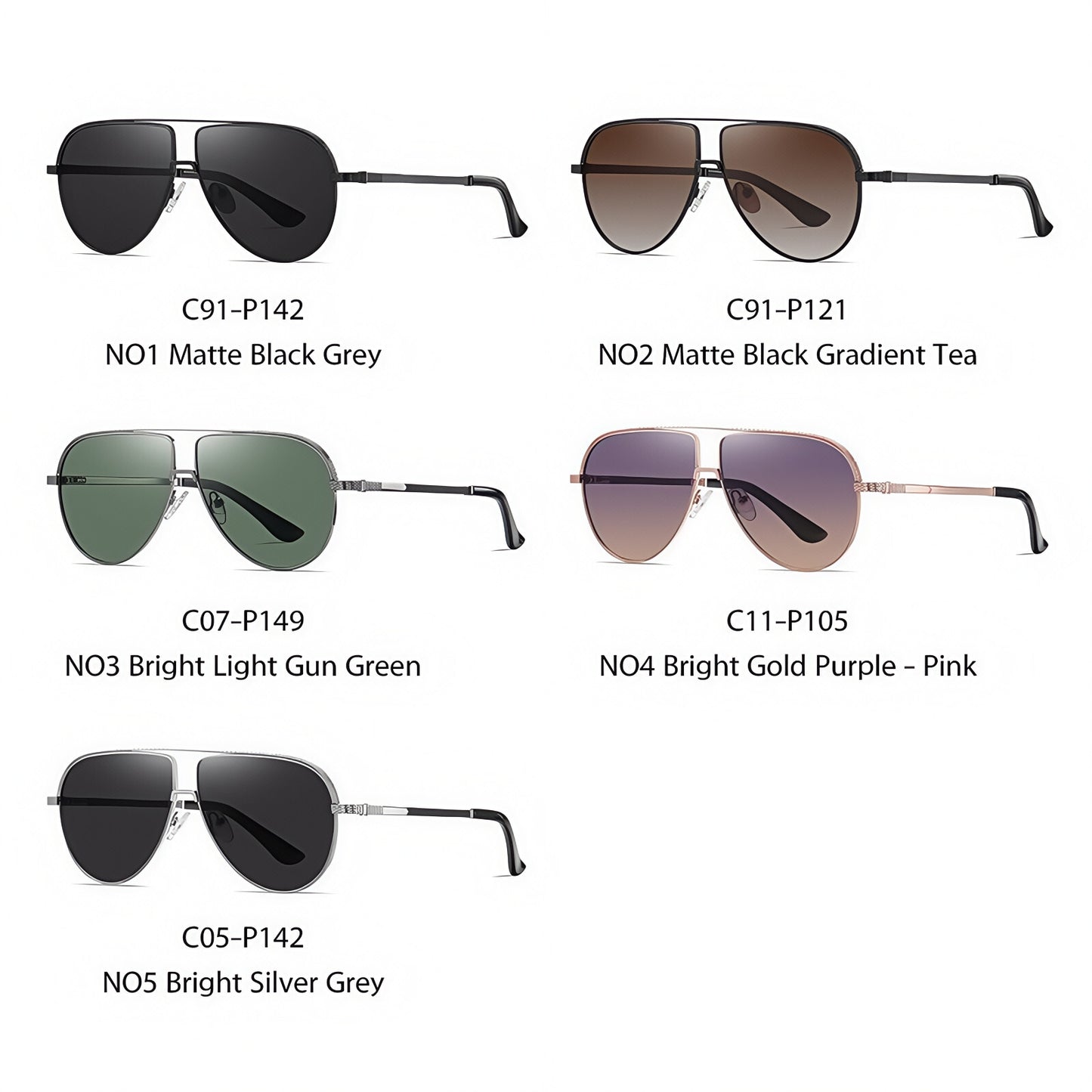Men Flexible Temples Polarized Aviator Double Beam Anti-Glare Driving Sunglasses # JS8540