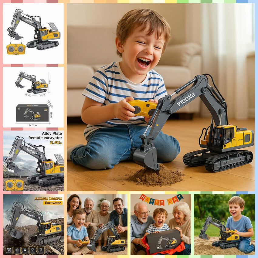 Construction Vehicle RC Toy Excavator Crawler Bulldozer Dump Truck Tipper Loader