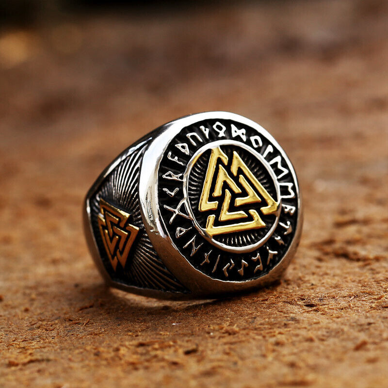 Men's Viking Valknut Ring Norse Runes Bravery Eternal Life Warrior's Spirit Band R273