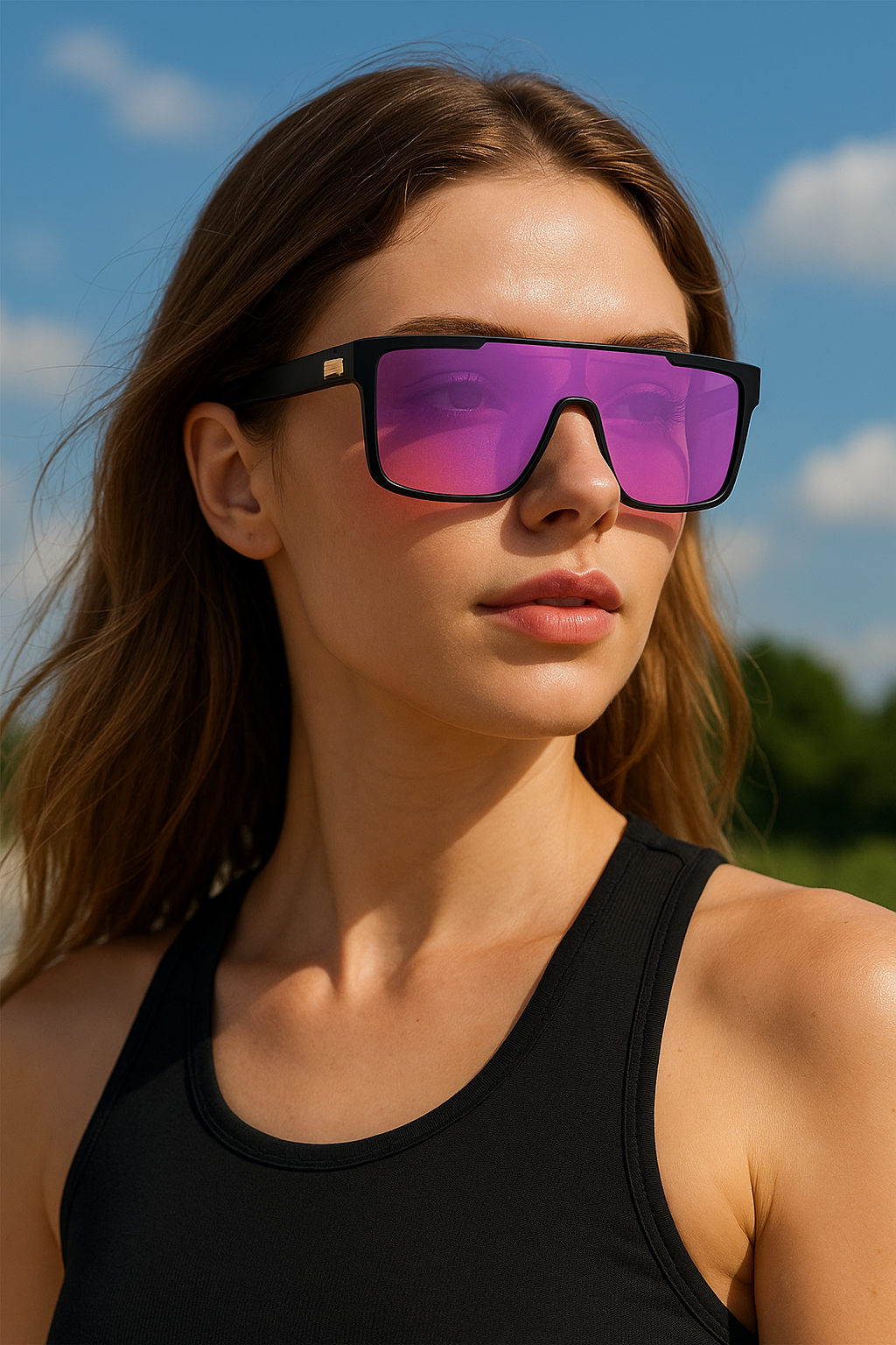 Women's Comfort Fit One-piece Shield Lens Streetwear Oversized Sports Sunglasses # TR7543